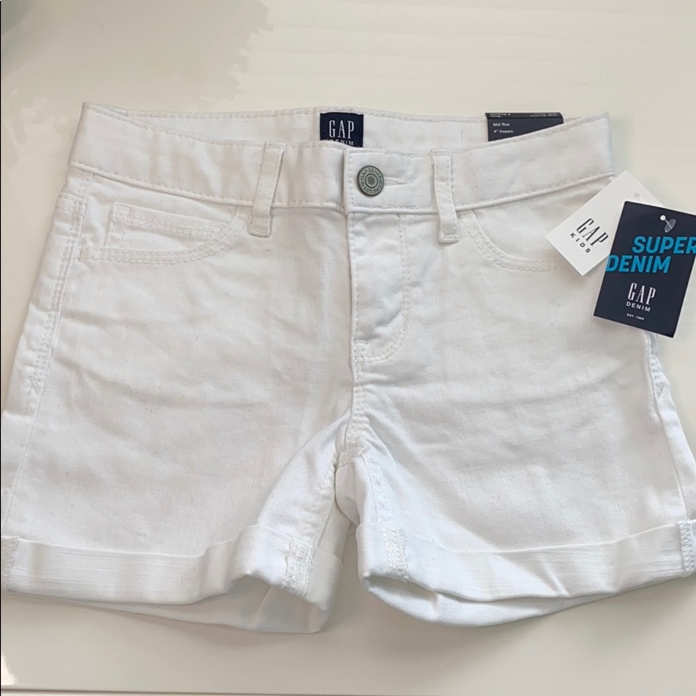 girls GAP white jean shorts